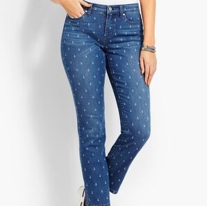 Talbots flawless slim ankle anchor print nautical jeans . Size 14 P. EUC